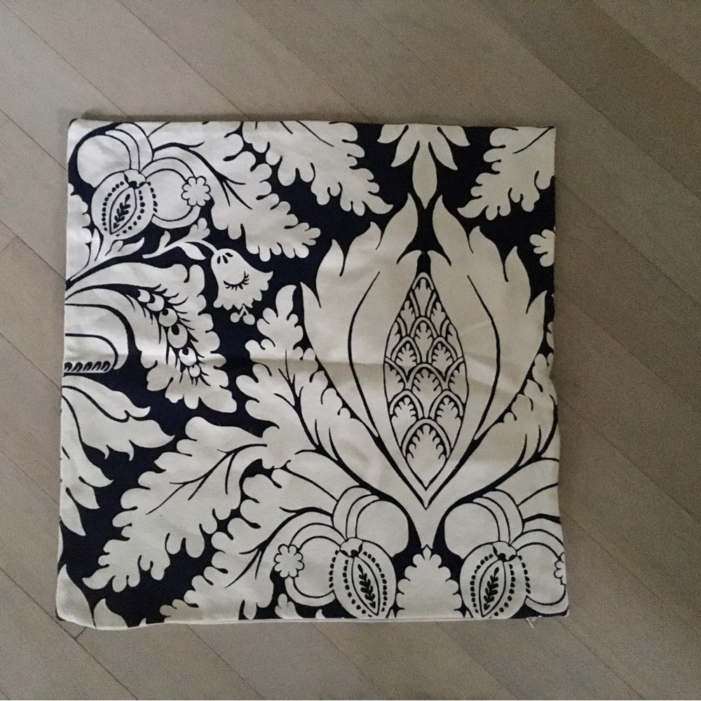 Pottery Barn Navy Blue & White Floral Damask Pillow cover